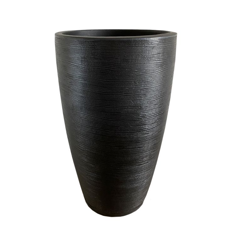 MACETERO NEGRO AMSTERDAM 65 CM ALTO CON PLATO