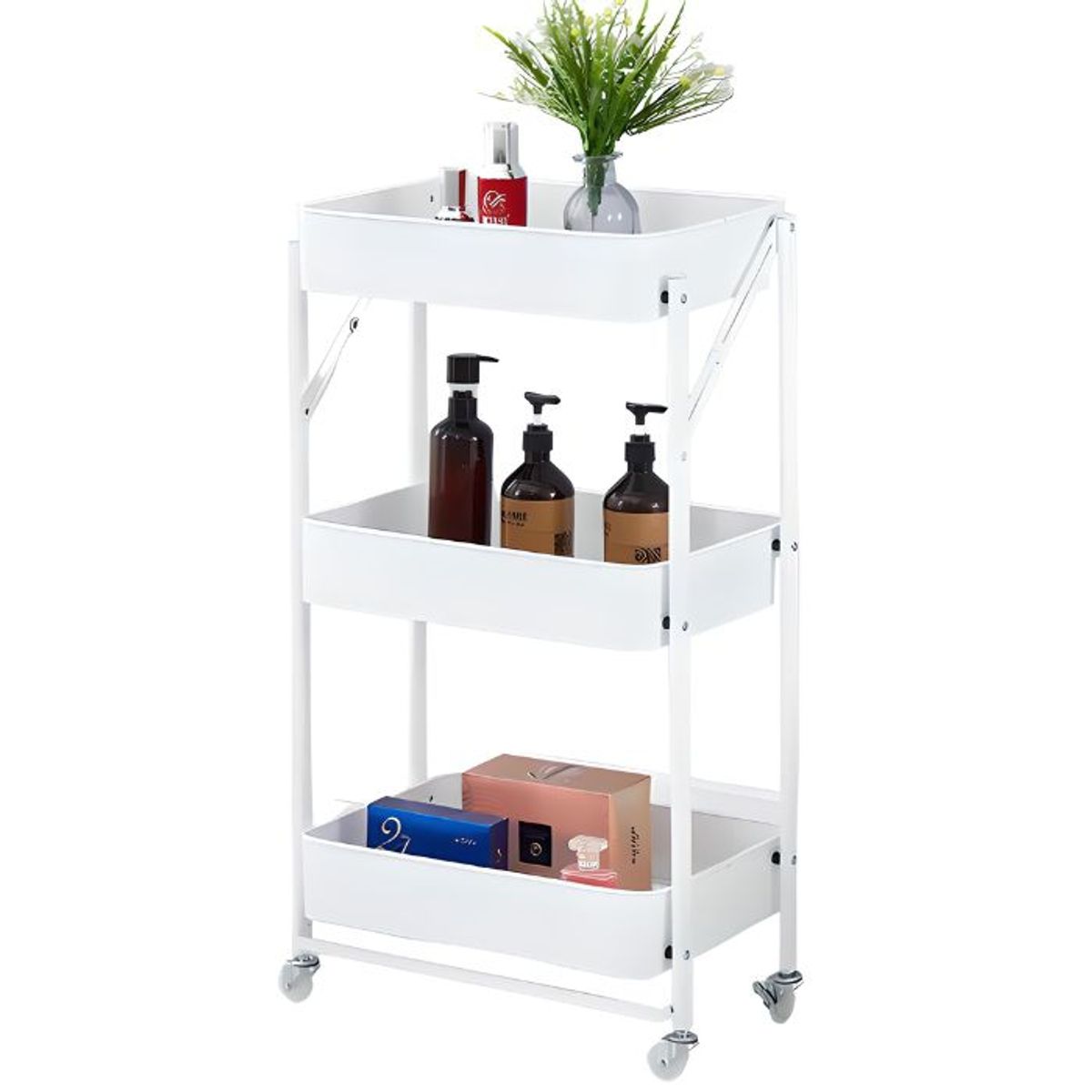 CRUSEC - Estante Organizador Plegable Cocina Baño 3 Niveles - Blanco