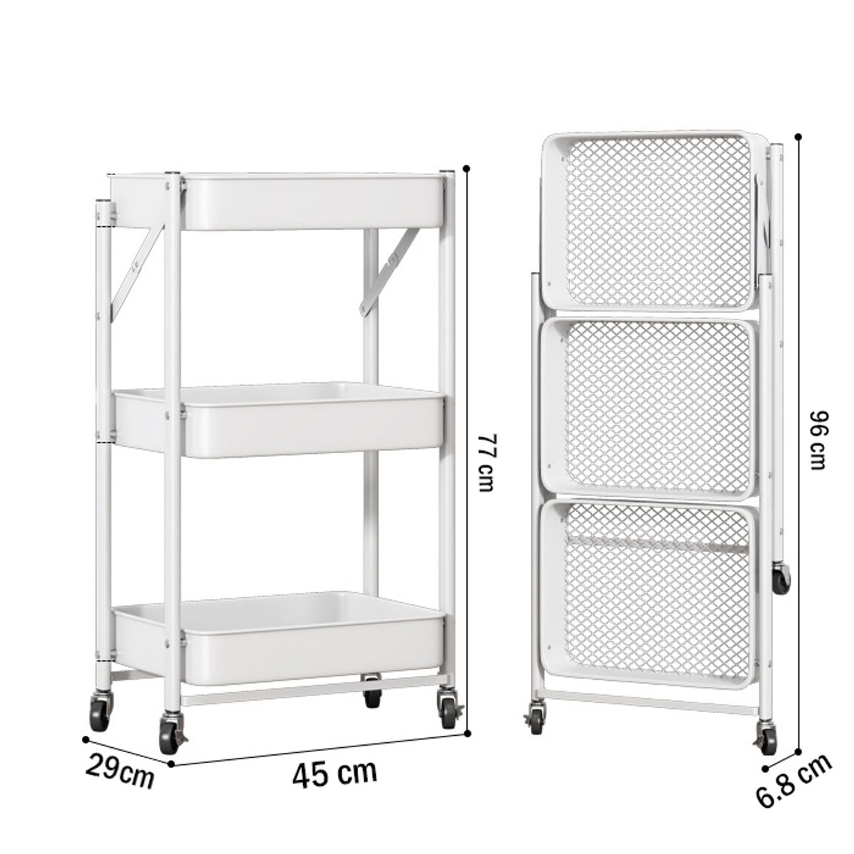 CRUSEC - Estante Organizador Plegable Cocina Baño 3 Niveles - Blanco