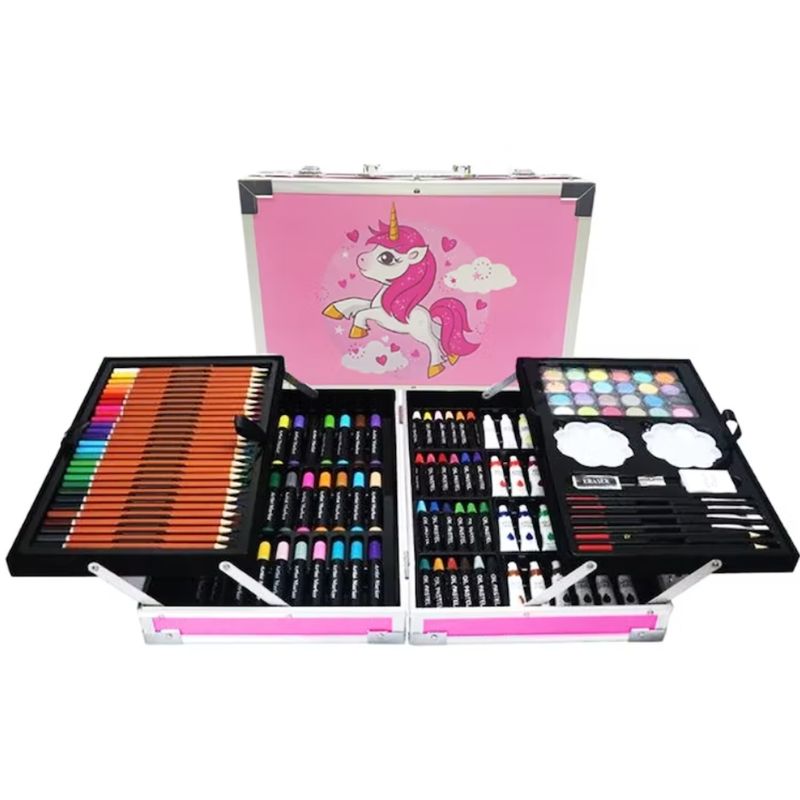 GENERICO - KIT DIBUJO ARTISTICO MALETA UNICORNIO ROSADA