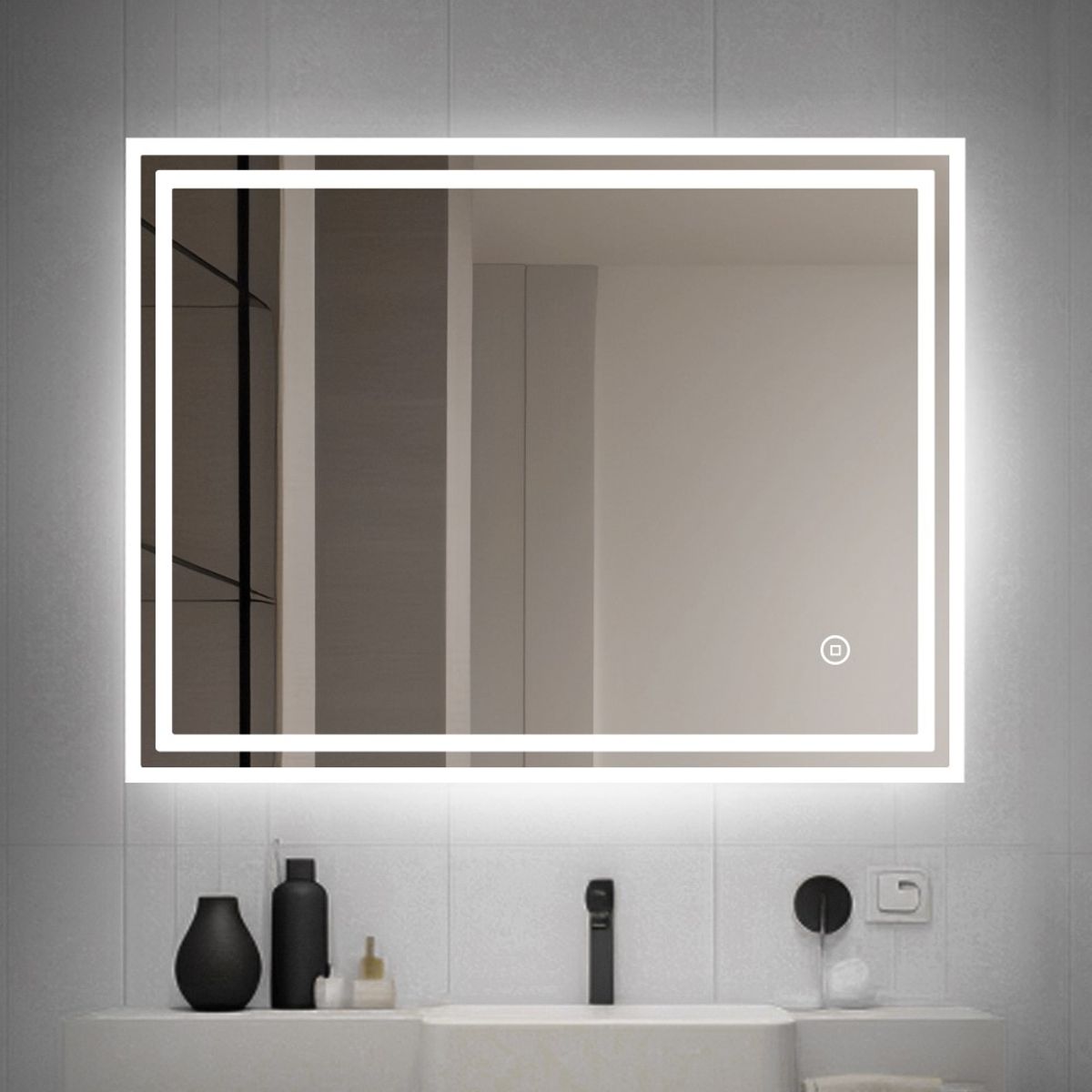 DTD - Espejo Baño  con Luz Led  Desempañador Eléctrico y Touch Control 100x80cm