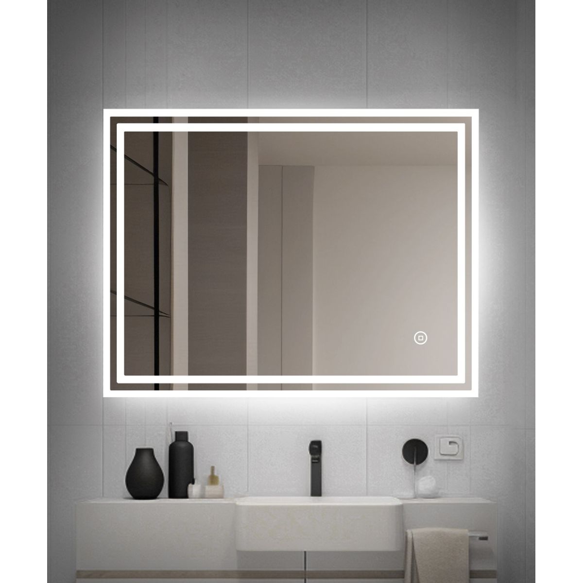 DTD - Espejo Baño  con Luz Led  Desempañador Eléctrico y Touch Control 100x80cm