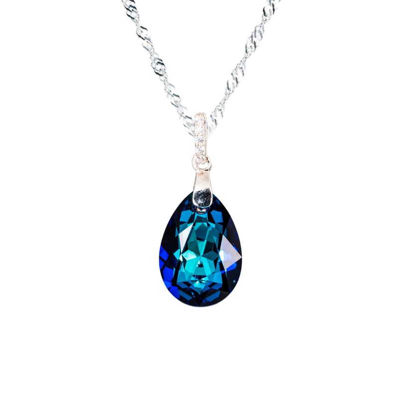 JOYAS MONTERO - Collar Capricho Plata Italiana 925 y Cristal Genuino Bermuda Blue