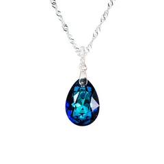 JOYAS MONTERO - Collar Capricho Plata Italiana 925 y Cristal Genuino Bermuda Blue