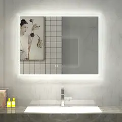 DTD - Espejo Baño con Luz Led, Desempañador Electrico y Touch Control 100 x 80cm