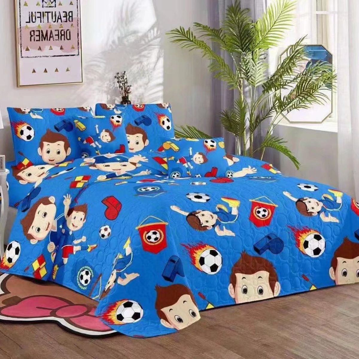 GENERICO - Cobertor Quilts de Verano 1,5 plaza - Azul niños