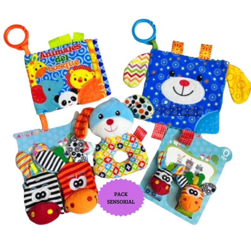 WOODY TOYS - PACK SENSORIAL SONAJERO PARA BEBE - AZUL