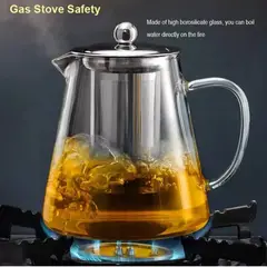 GENERICO - Tetera de Vidrio 1.300 ml con infusor, resistente al calor