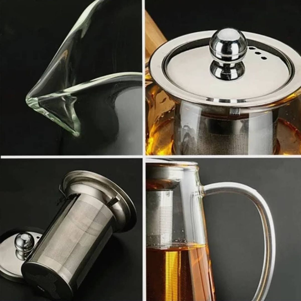 GENERICO - Tetera de Vidrio 1.300 ml con infusor, resistente al calor