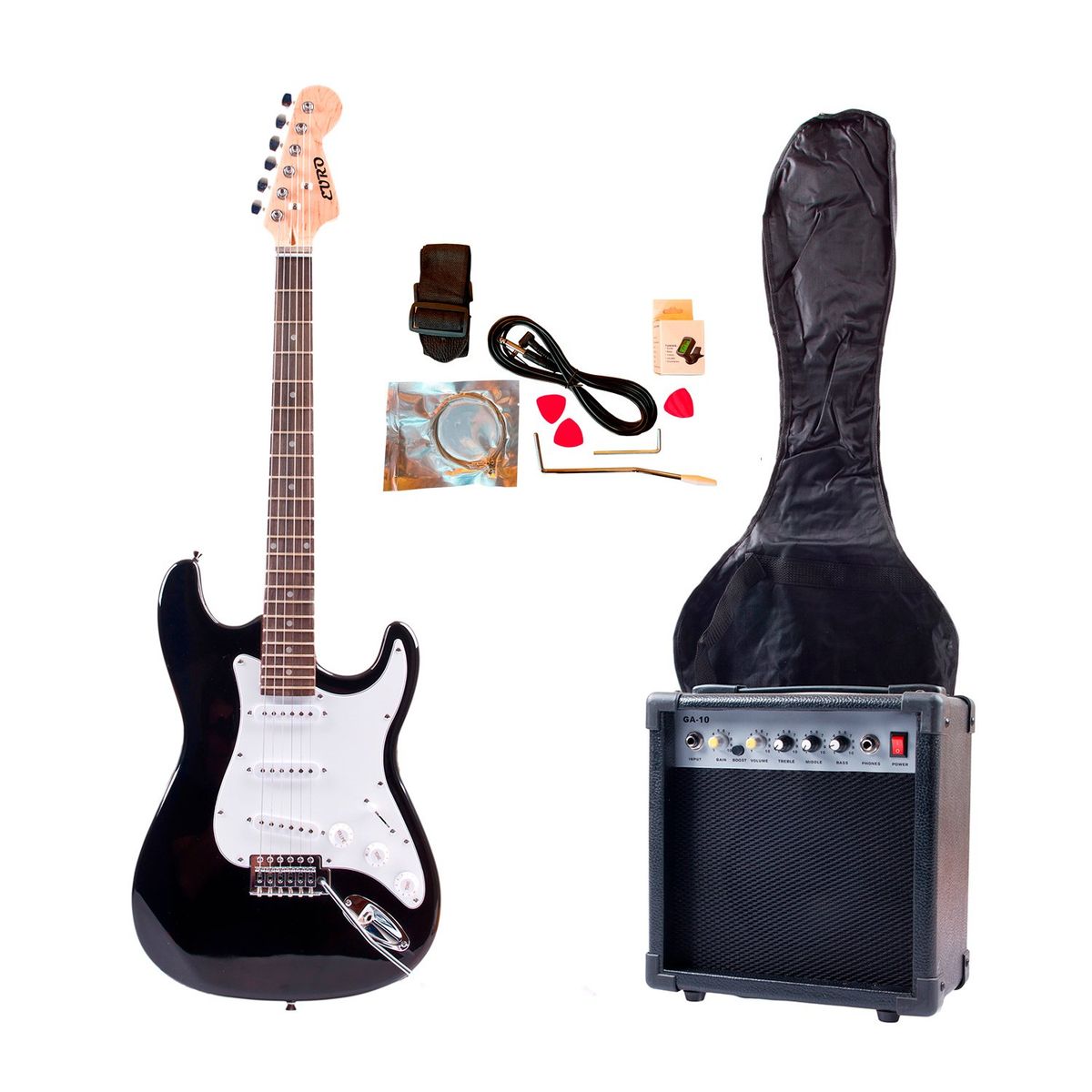 EURO - Pack guitarra electrica con amplificador 15 W + accesorios.