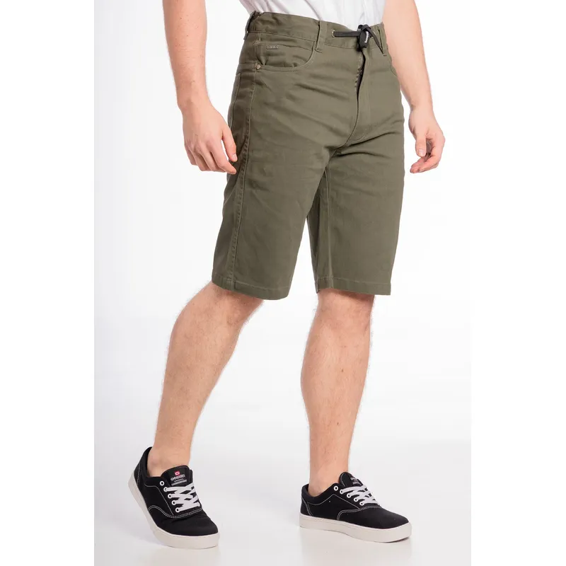 GANGSTER - Short Canvas Bermudas Knee Verde Gangster