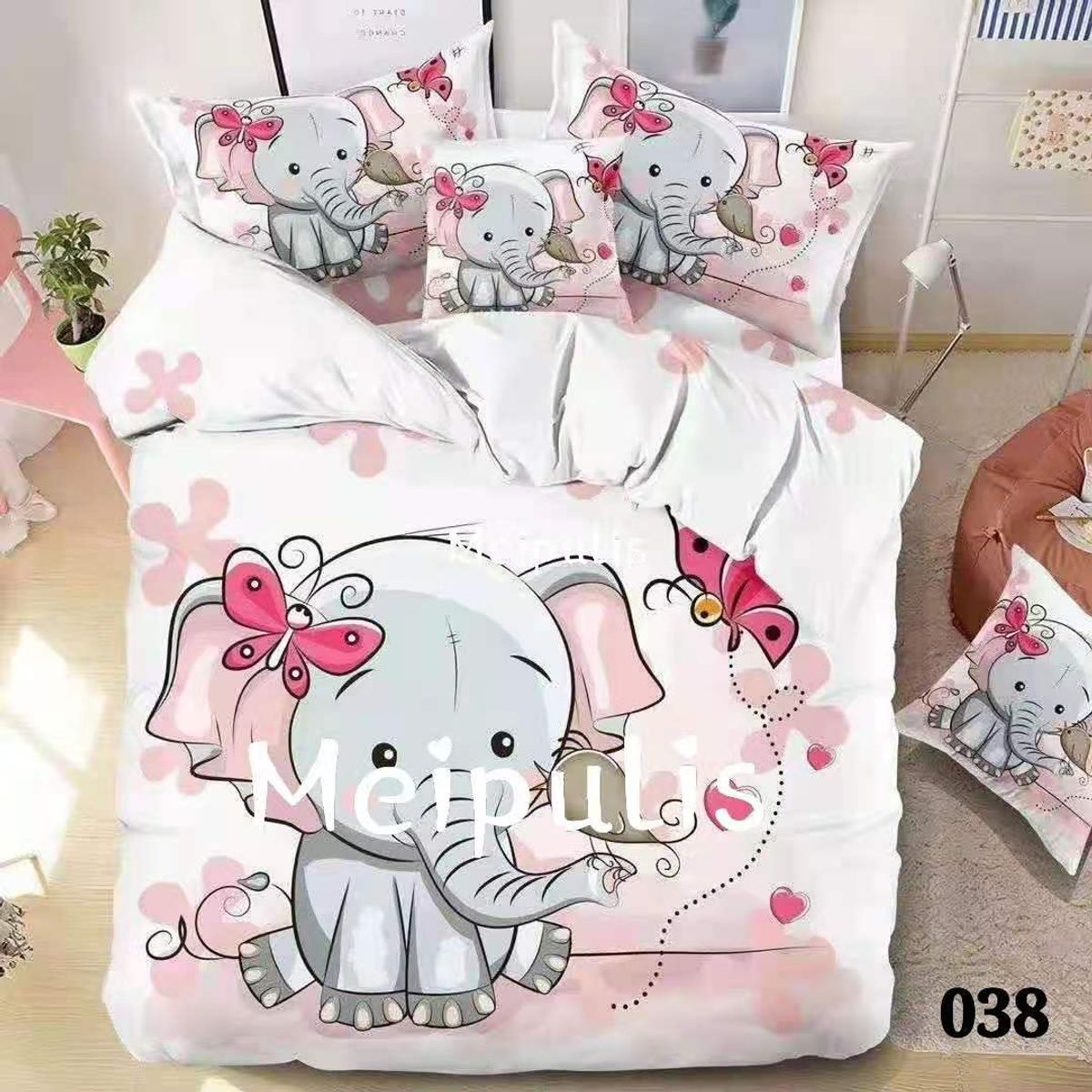 GENERICO - Cobertor tipo Quilts de Verano 1,5 plaza - Elefante