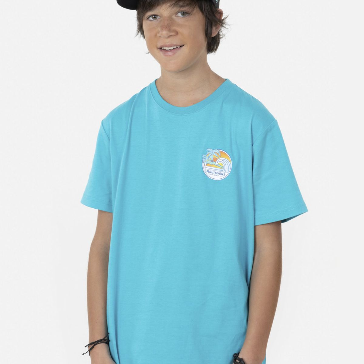 MAUI AND SONS - Polera RETRO VENICE Juvenil Celeste Maui and Sons