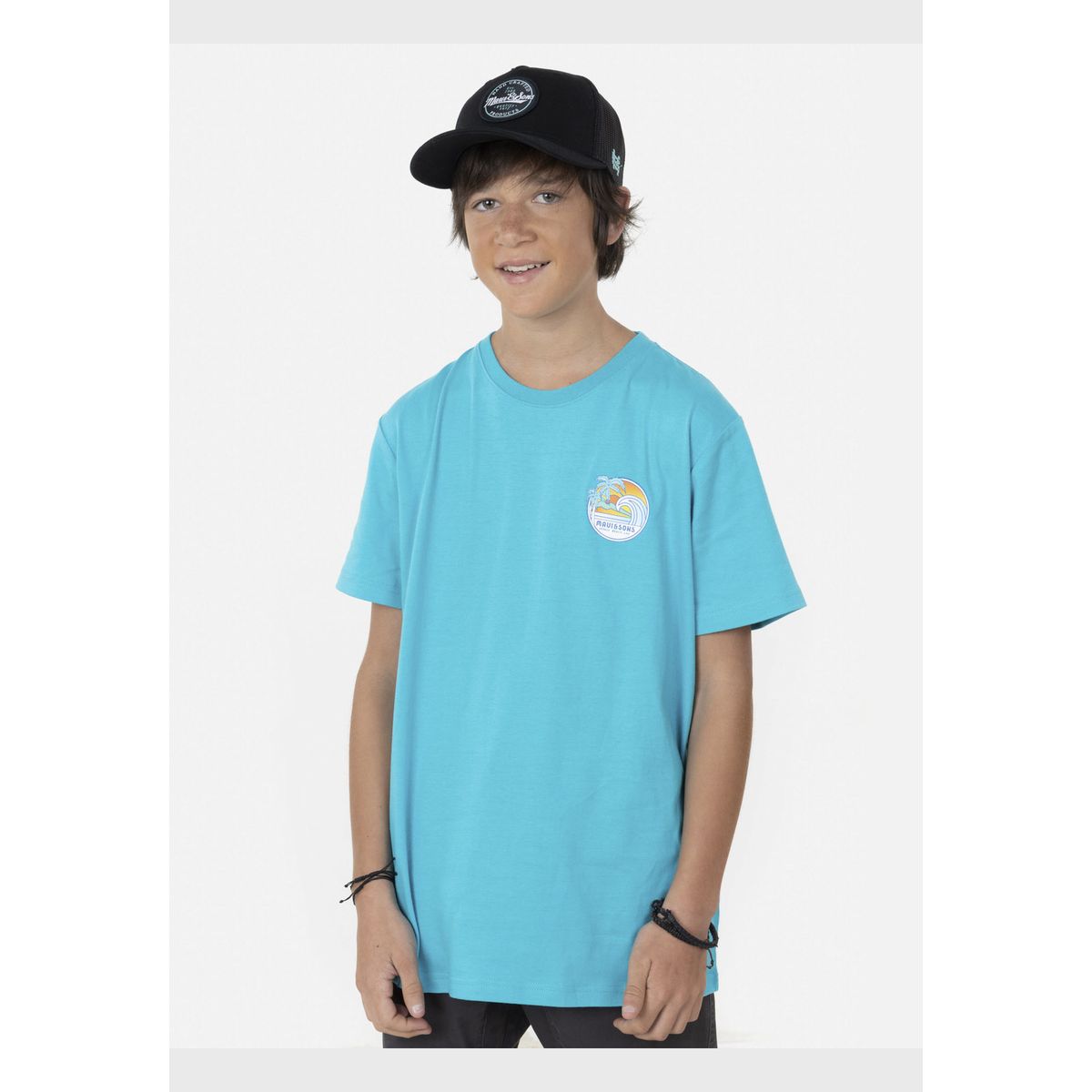 MAUI AND SONS - Polera RETRO VENICE Juvenil Celeste Maui and Sons