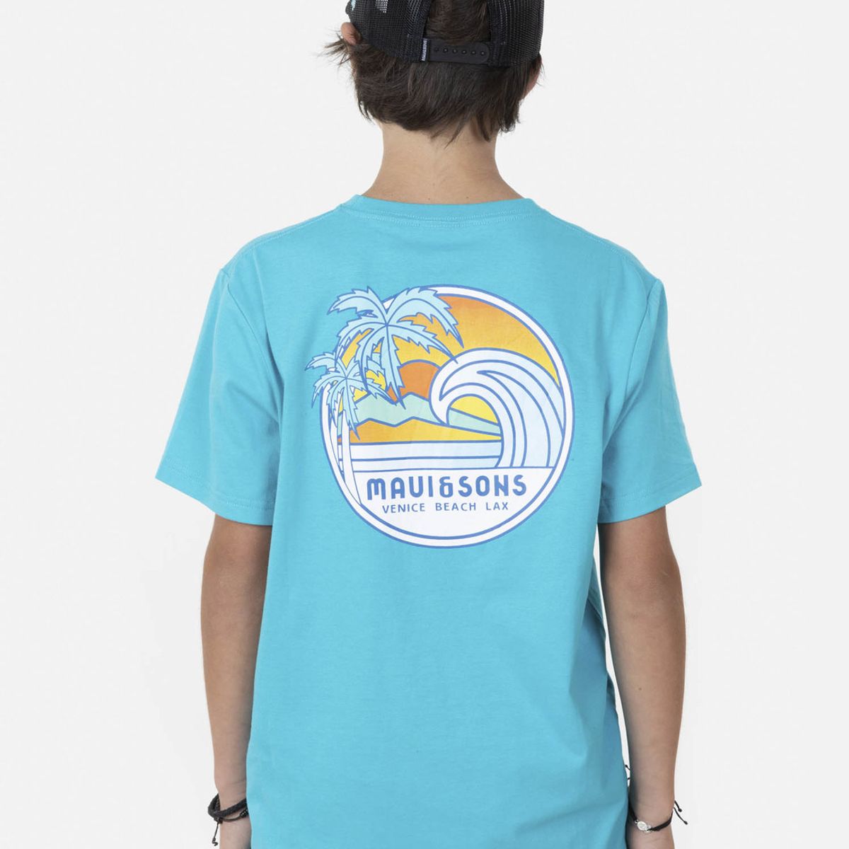 MAUI AND SONS - Polera RETRO VENICE Juvenil Celeste Maui and Sons