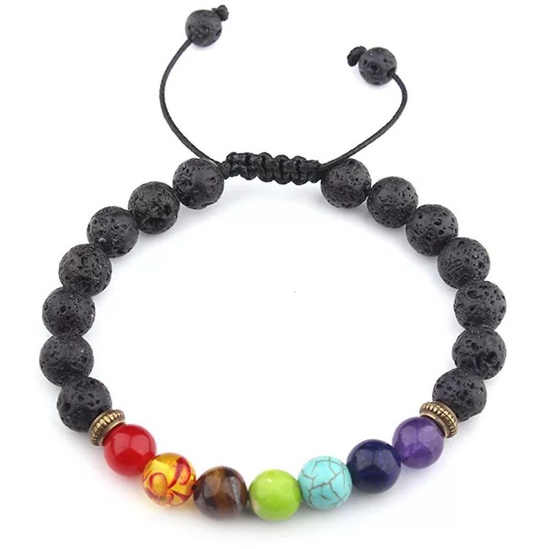 GENERICO - Pulsera de Piedras 7 Chakras, Brazalete estilo Tibetano Yoga..