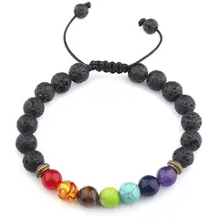 GENERICO - Pulsera de Piedras 7 Chakras, Brazalete estilo Tibetano Yoga..