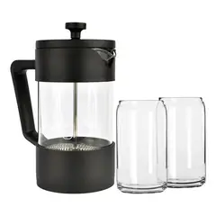 SIMPLIT - Pack Cafetera Francesa 600ml + Set 2 Vasos 550ml