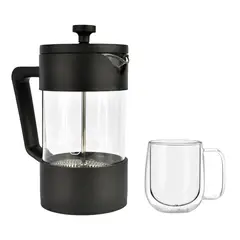 SIMPLIT - Pack Cafetera Francesa 600ml +Taza Doble Pared 300ml