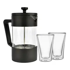 SIMPLIT - Pack Cafetera Francesa 600ml + Set 2 Vasos 400 ml