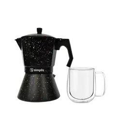 SIMPLIT - Pack Cafetera Italiana 4 Tazas + Taza Doble Pared