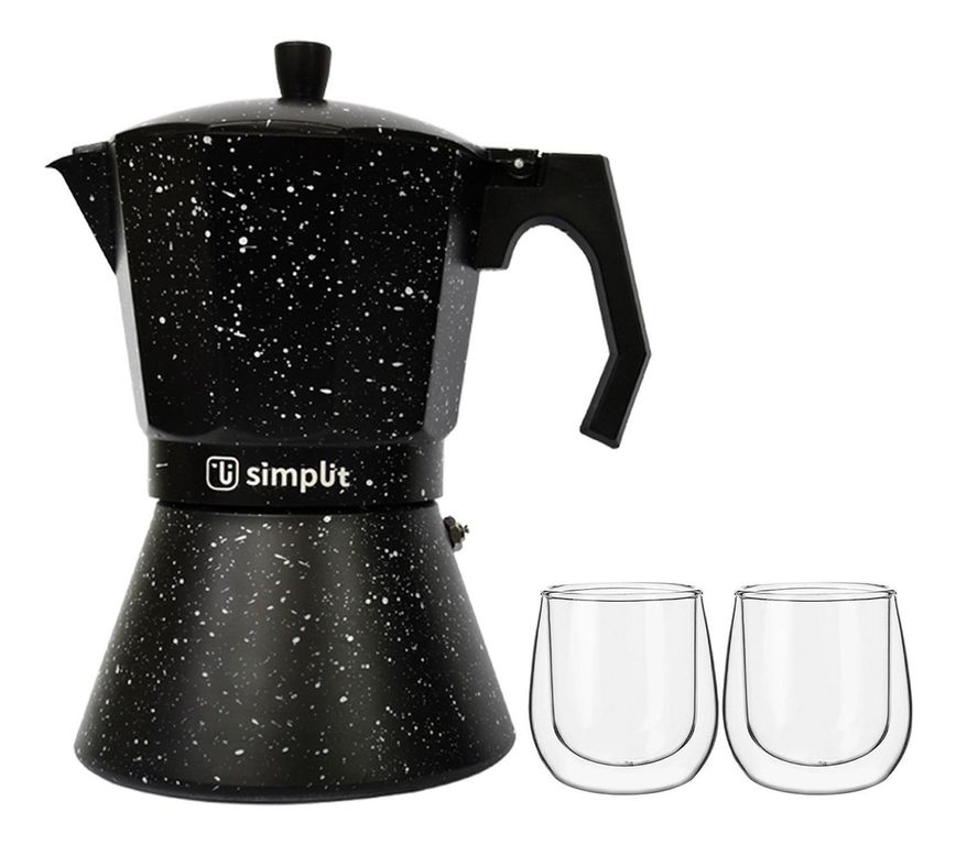 Pack Cafetera Italiana 12 Tazas + Set 2 Tazas Expreso 80 ml