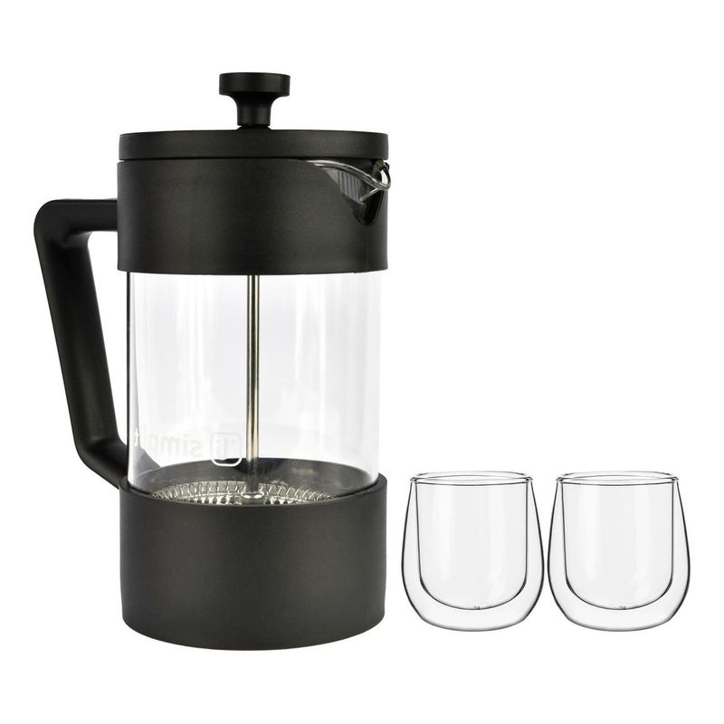 SIMPLIT - Pack Cafetera Francesa 600ml + Set 2 Tazas 80ml Simplit
