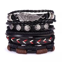 Pulsera Trenzada estilo Hoja múltiples Eco Cuero