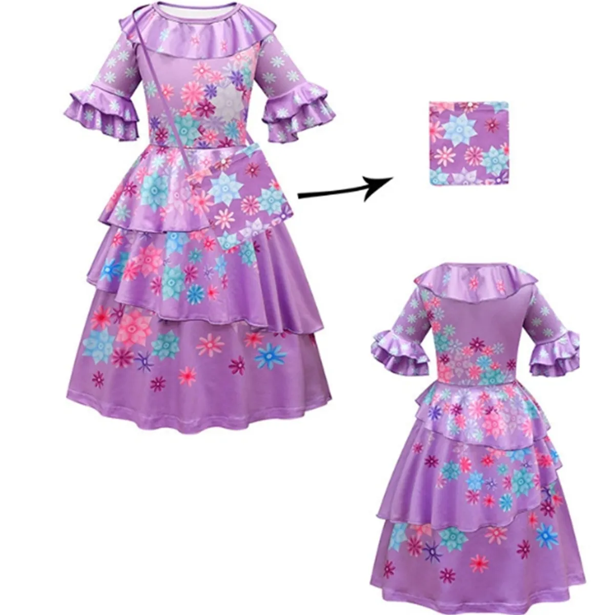 TODODISFRACESCHILE - Disfraz Isabela Madrigal Encanto Con Bolso Talla 7-9