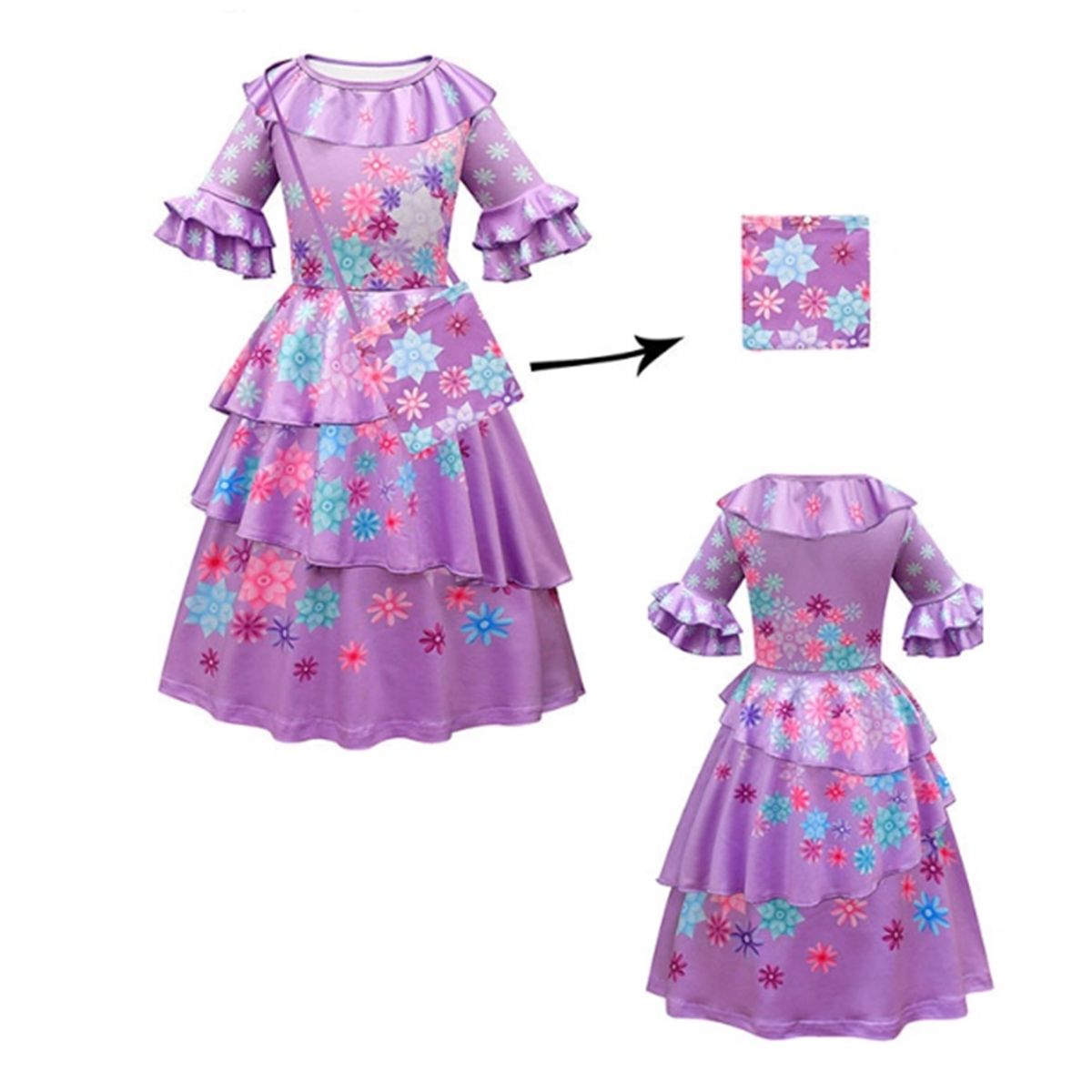 TODODISFRACESCHILE - Disfraz Isabela Madrigal Encanto Con Bolso Talla 5-6