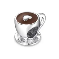 SILVER HEART - Charm Taza de Café en Plata Fina 925