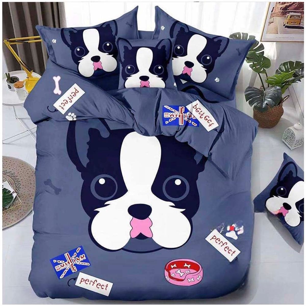 GENERICO - Cubrecama Quilt 15p Dog estampados.