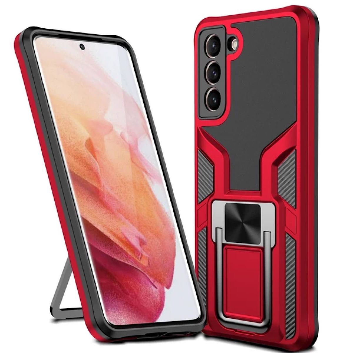 GENERICO - Carcasa Armor Magnetic Para Samsung S22 Normal - Rojo