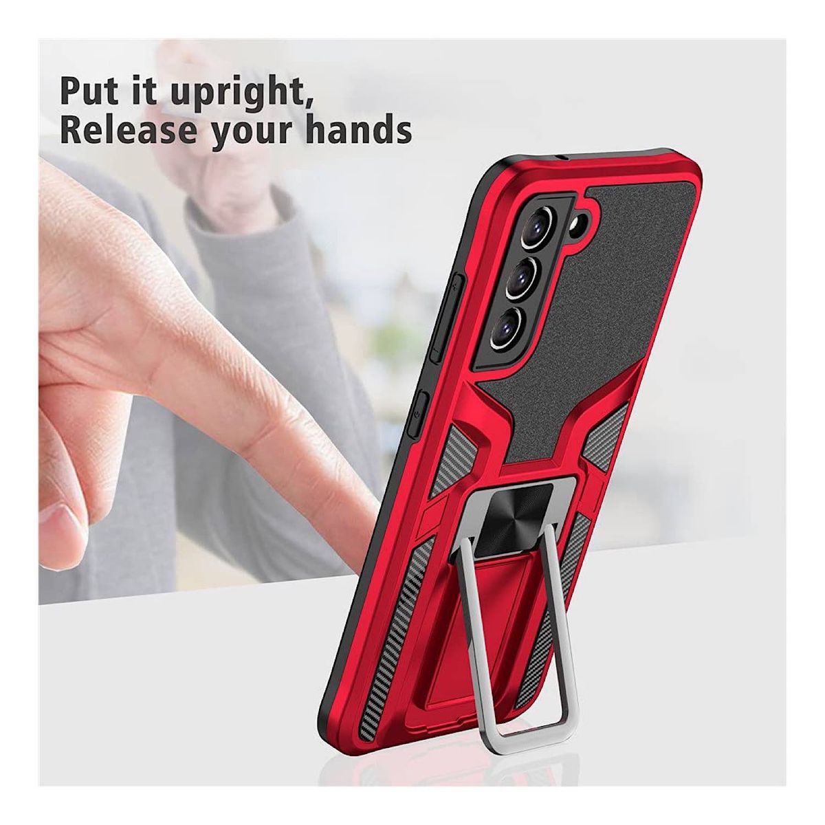 GENERICO - Carcasa Armor Magnetic Para Samsung S22 Normal - Rojo