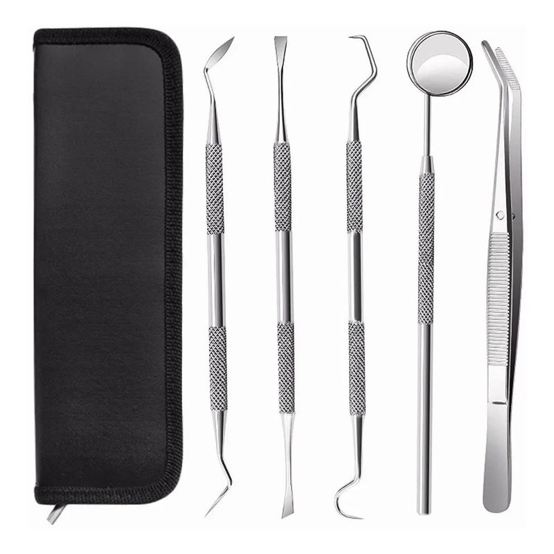 KUANGYE - Set De 5 Herramienta De Limpieza Dientes Acero Inoxidable
