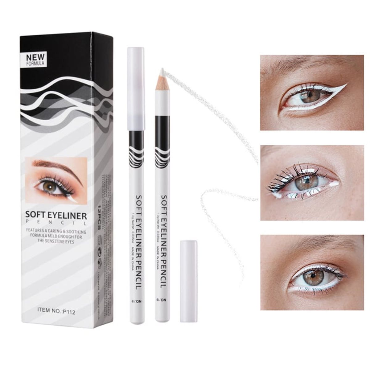 KUANGYE - Pack 12 Lápices Delineadores De Ojos Color Blanco