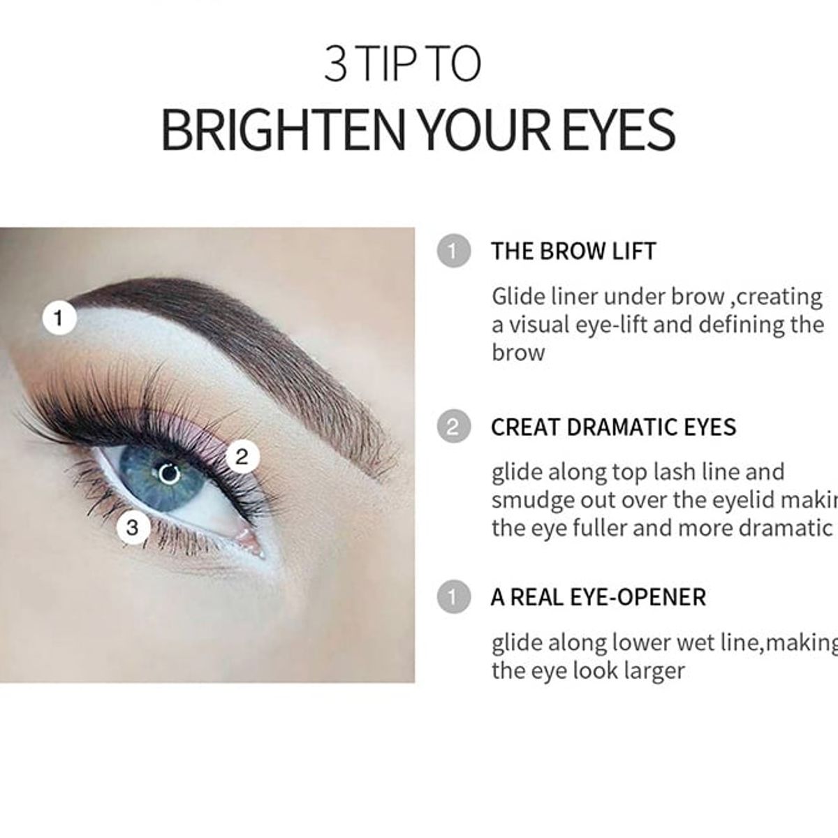 KUANGYE - Pack 12 Lápices Delineadores De Ojos Color Blanco