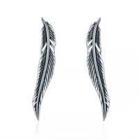 Aros pluma trepador plata 925 joya mujer