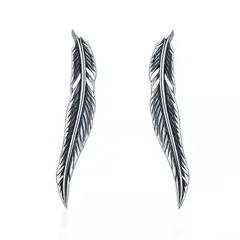 GENERICO - Aros pluma trepador plata 925 joya mujer