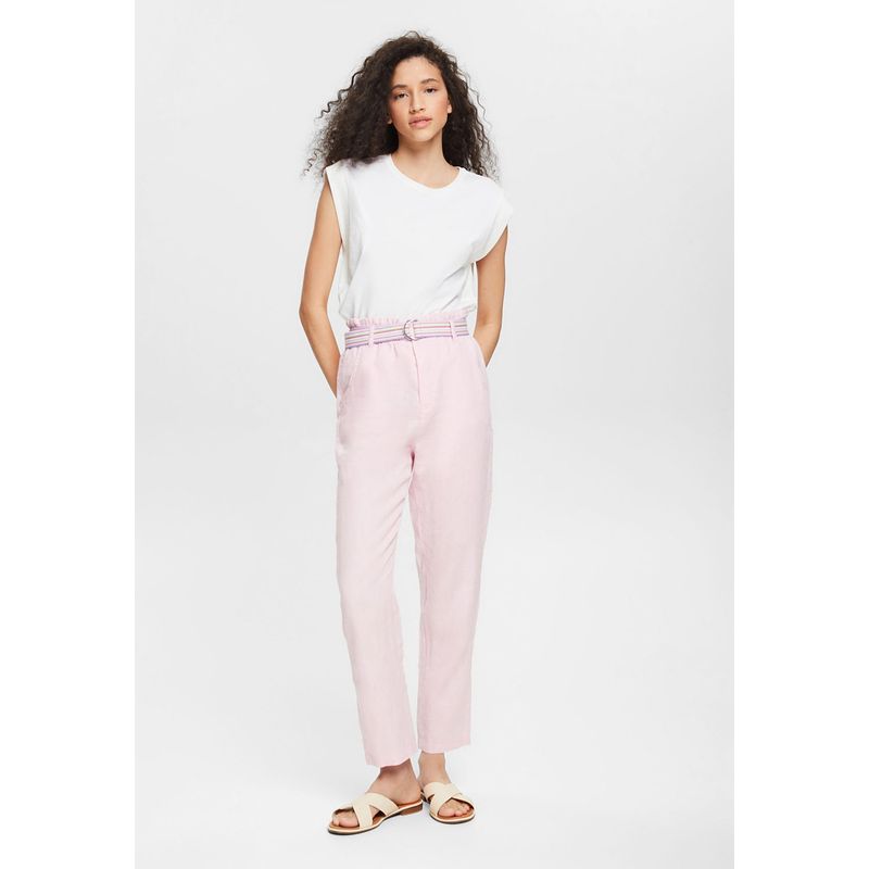 ESPRIT - Pantalón De Lino Con Cinturón De Colores Esprit ESPRIT