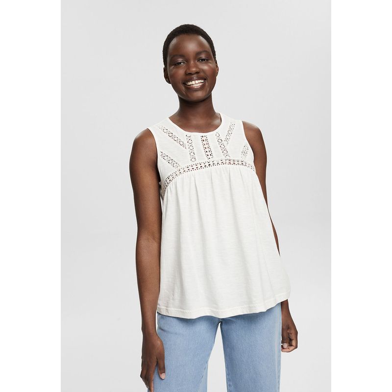 ESPRIT - Polera Con Encaje Calado Esprit ESPRIT