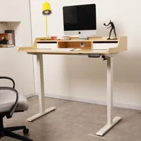 Escritorio Eléctrico Elevable Harmony Peak 120 cm con 2 Cajones y Repisa - Arce y Blanco