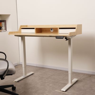 Imagen 2 del producto Escritorio Eléctrico Elevable Harmony Peak 120 cm con 2 Cajones y Repisa - Arce y Blanco