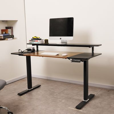 Imagen 2 del producto Escritorio Eléctrico Elevable Harmony Rise 120 cm con Repisa Organizadora - Nogal y Negro
