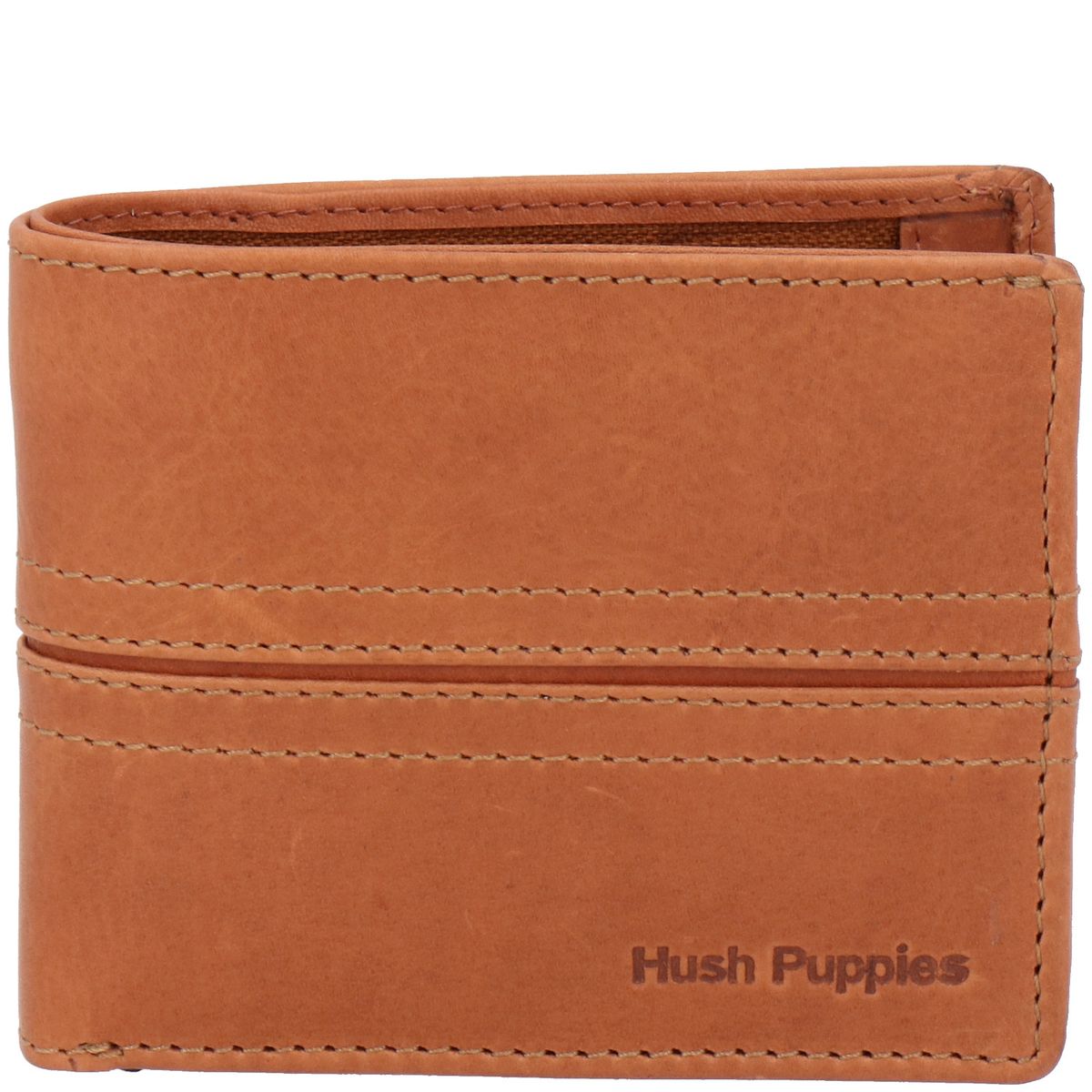 HUSH PUPPIES - Billetera Cuero Hombre Om Stitch Coin Café HUSH PUPPIES