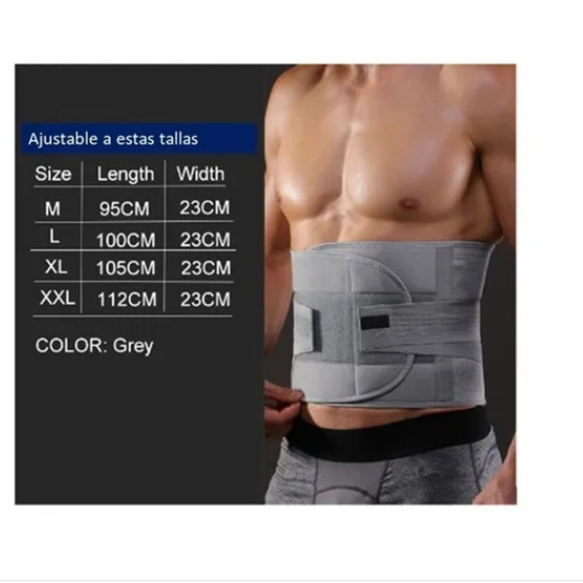 GENERICO - Faja Lumbar Soporte Lumbar Ajustable Hernia Postura Deporte XL