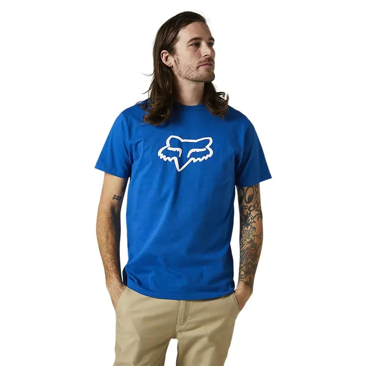 FOX RACING - Polera FOX Manga Corta LEGACY HEAD Azul
