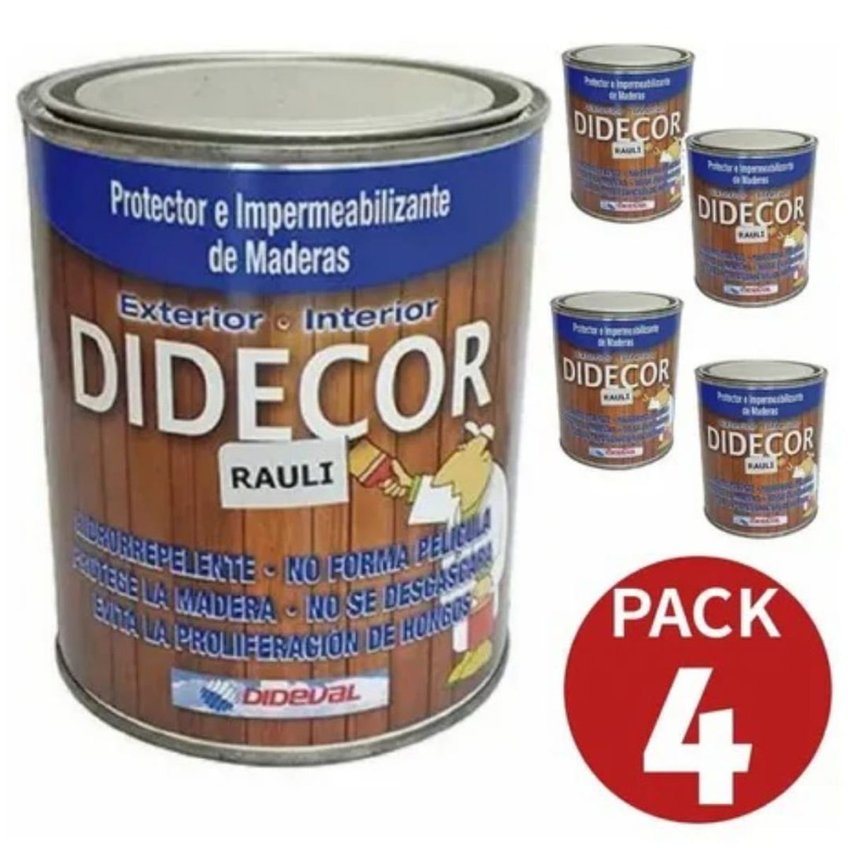 GENERICO - Protector Madera 1 Galón Rauli. Pack 4 Unid