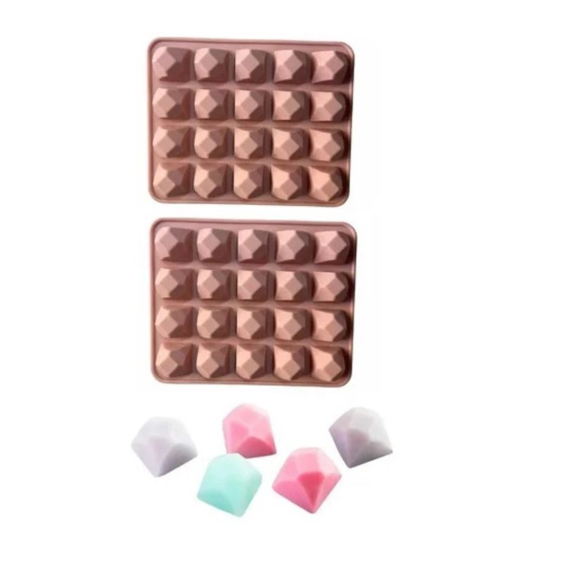 GENERICO - Pack 2 Molde De Silicona Moldes Silicona Chocola 20 Diamante