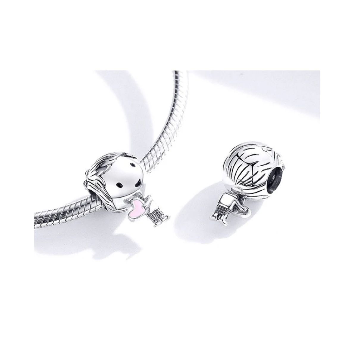 SILVER HEART - Charm Niño y Corazón en Plata Fina 925 SILVER HEART